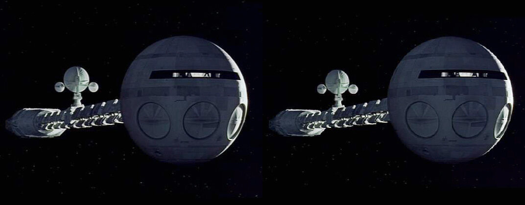 Discovery One Spaceship, Stereoscopic image from 2001 a space odyssey